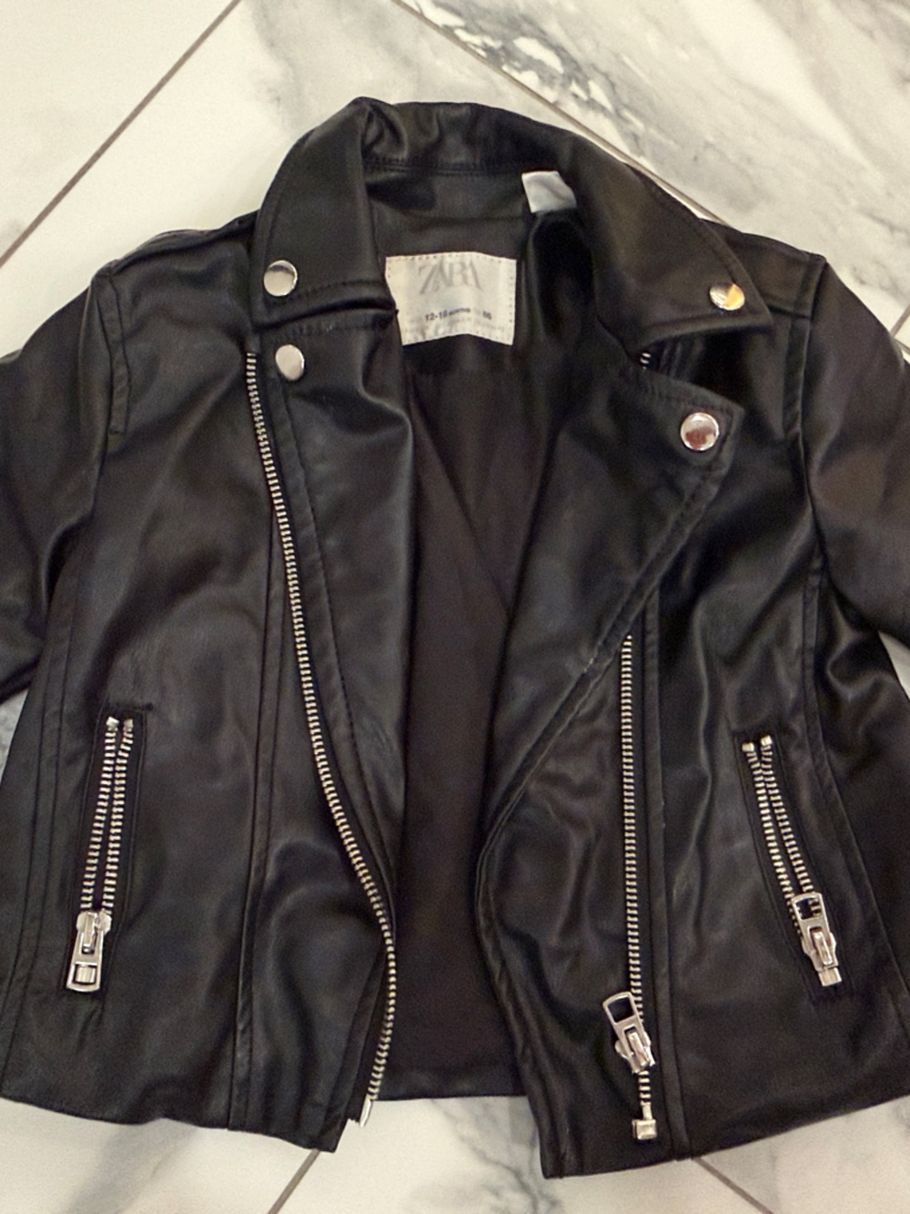 Zara 12-18 Black Leather Jacket